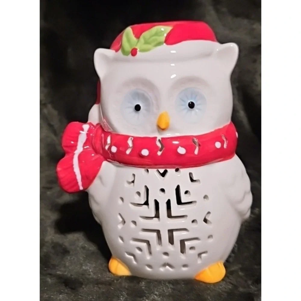 NEW Holiday Time‎ WHITE OWL Ceramic Tealight